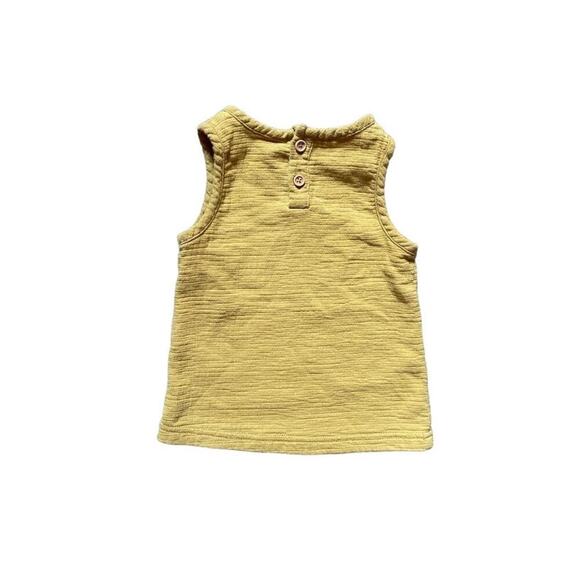 Quincy Mae 2-3y Organic Cotton Muslin Woven Mustard Tank Top - Picture 2 of 3